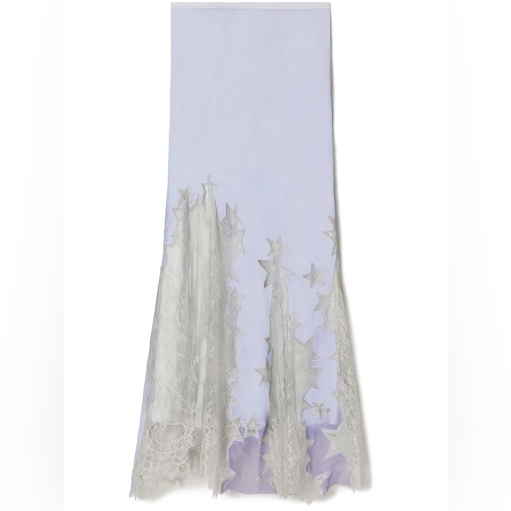 NWT TORY BURCH Silk Maxi Skirt With Lace Detailing $1,478 12